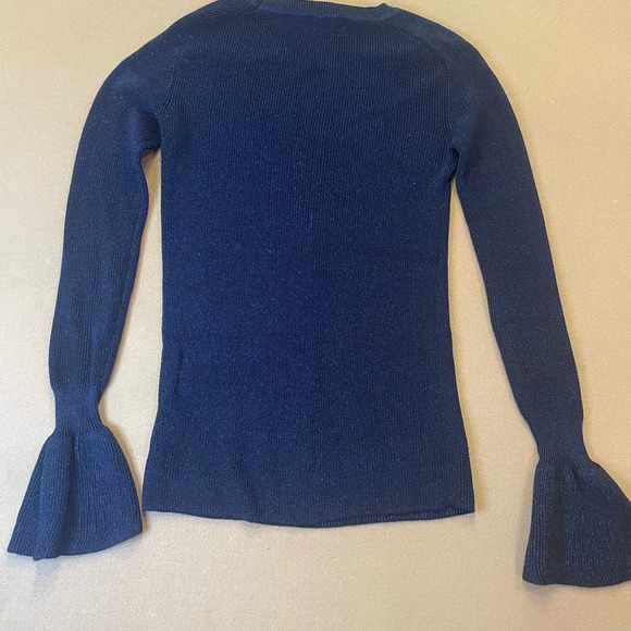 Fabienne Chapot Navy Metallic George Flared Sleeve Sweater Size XS - Picture 5 of 9